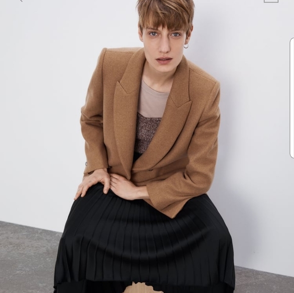 ZARA Wool Blend Double Breasted Blazer Sz S - Picture 6 of 8